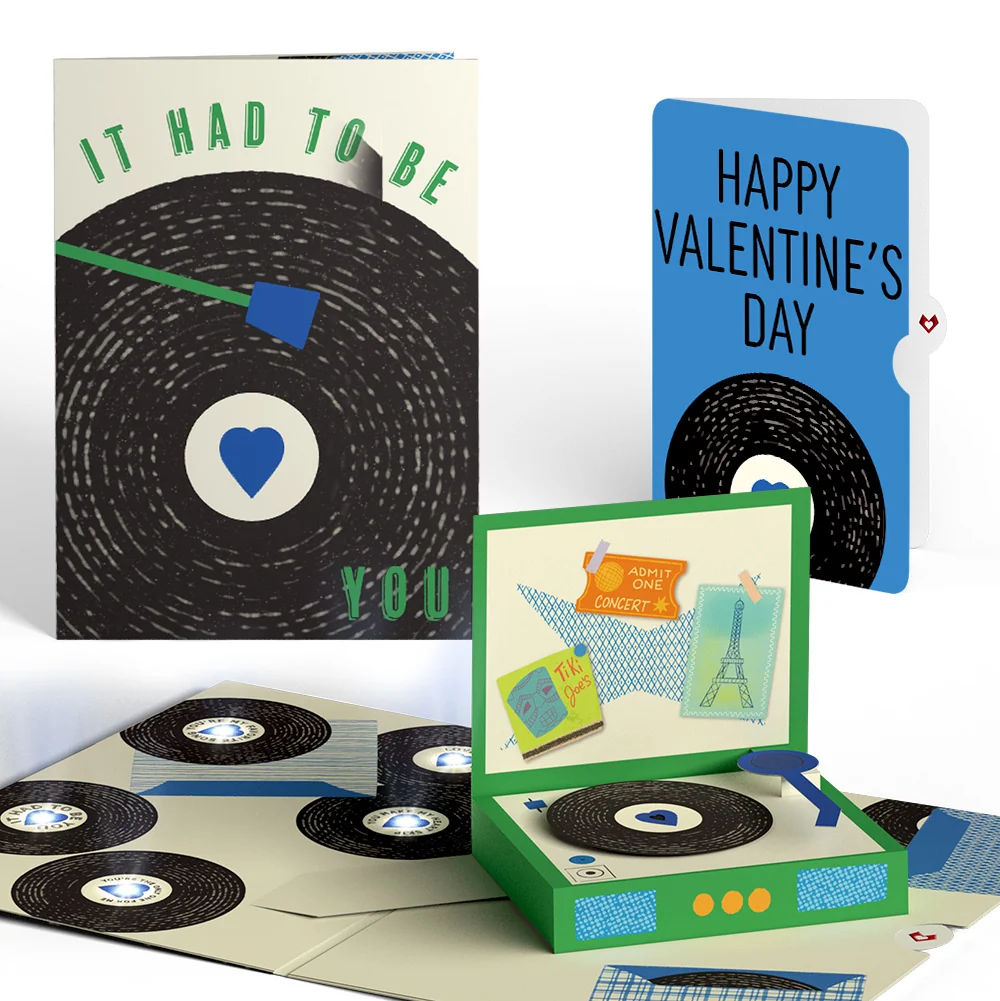 Lovepop It Had to Be You Valentine Music and Light Pop-Up Card and Our Vinyl Track Sentiment Set Cream