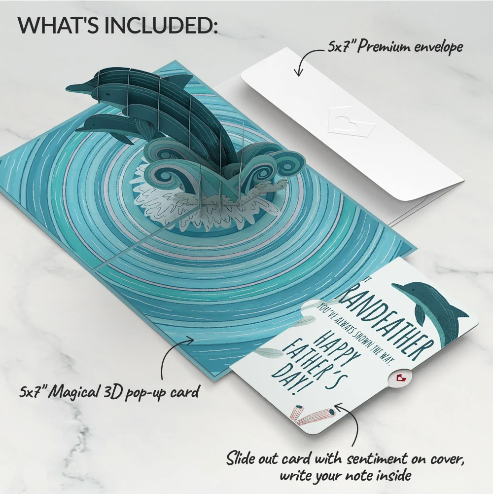 Lovepop Playful Dolphins Father’s Day Pop-Up Card and Sentiment Set for Grandfather - Image 2