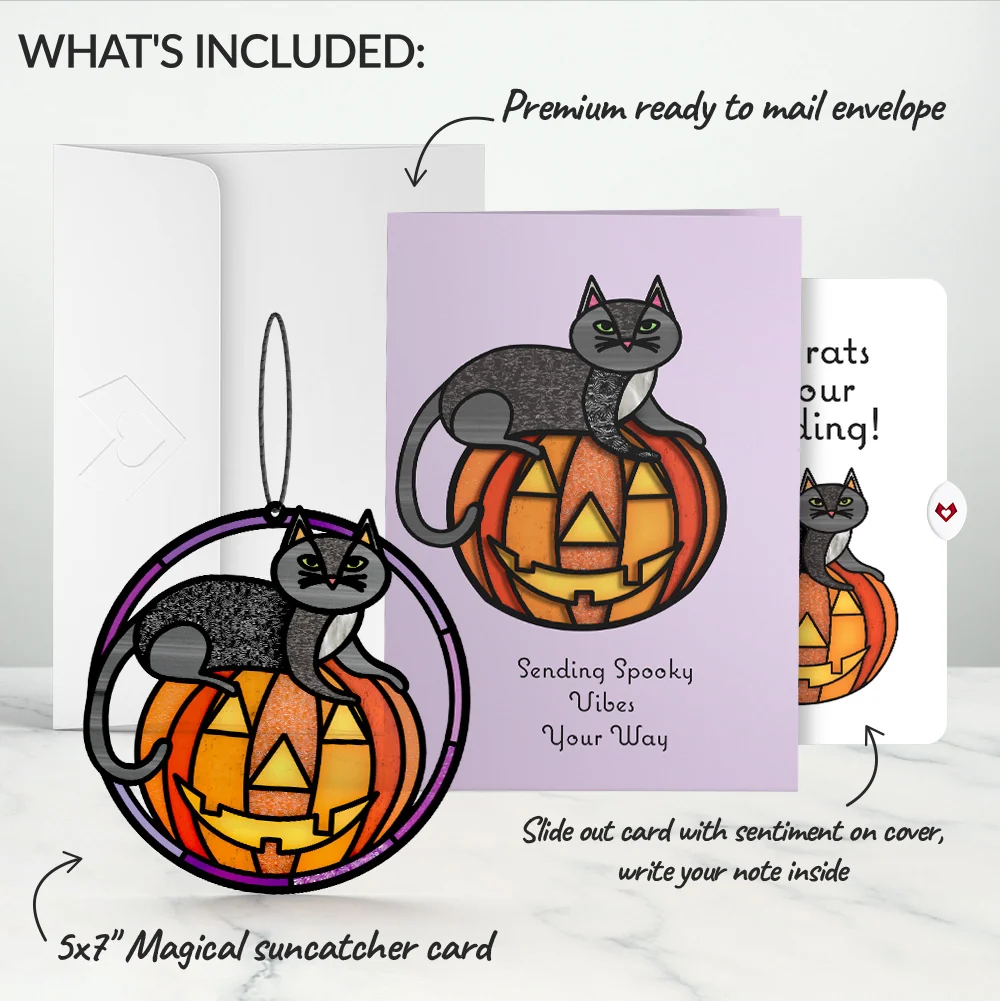 Lovepop Spooky Vibes Halloween Cat Suncatcher Card and Wedding Sentiment Set - Image 2