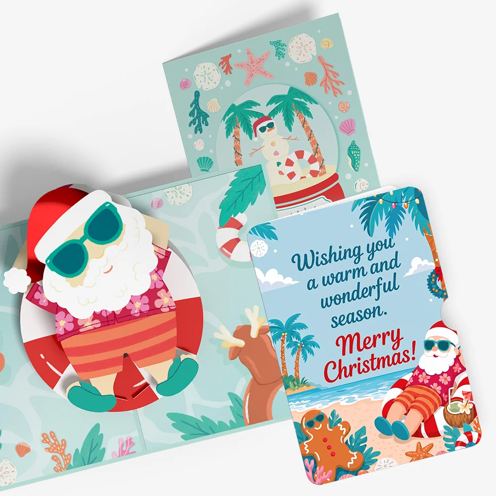 Lovepop Warm Wishes Seaside Santa Christmas Pop-Up Card and Sentiment Set
