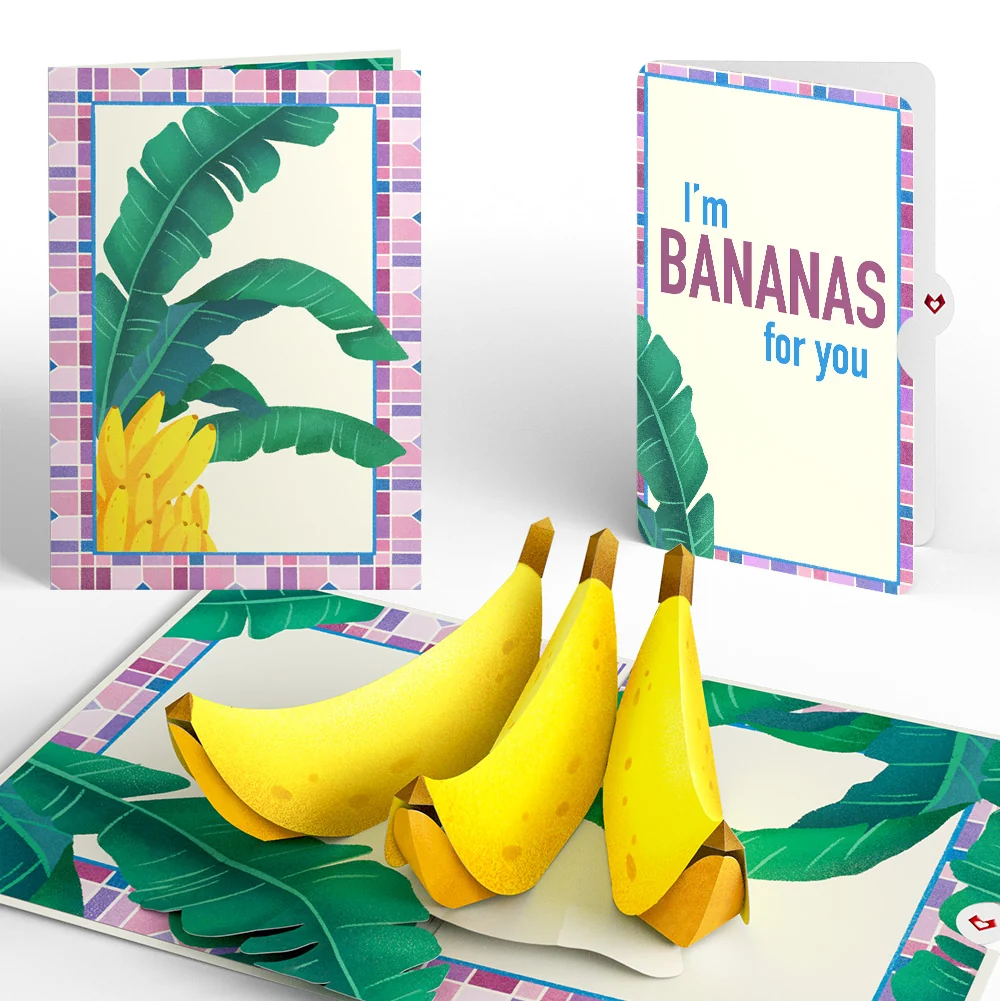 Lovepop Tropical Bananas Love Pop-Up Card and Sentiment Set Cream