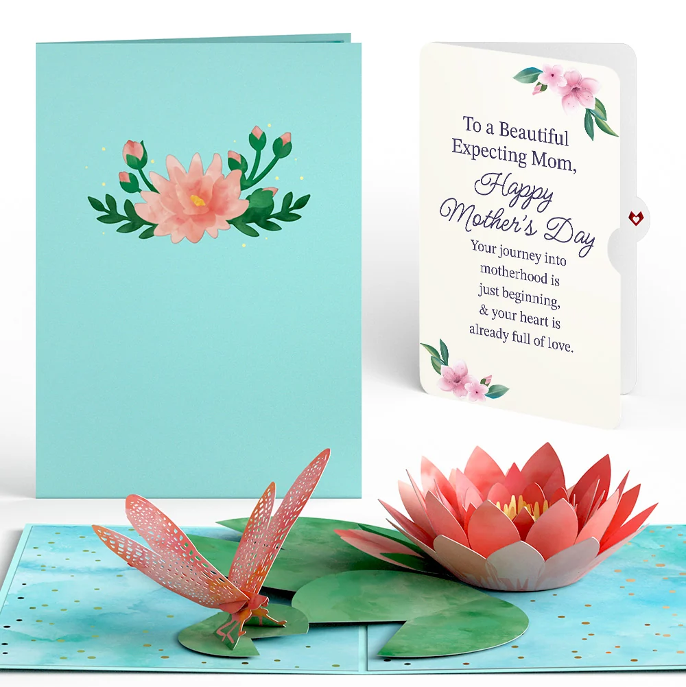 Lovepop Water Lily Dragonfly Mother's Day Pop-Up Card and Sentiment Set for Expecting Mom
