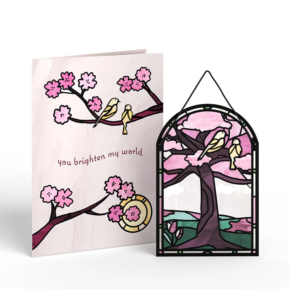Lovepop You Brighten My World Birds Suncatcher Card & Pop-Up Bouquet Bundle - Image 7