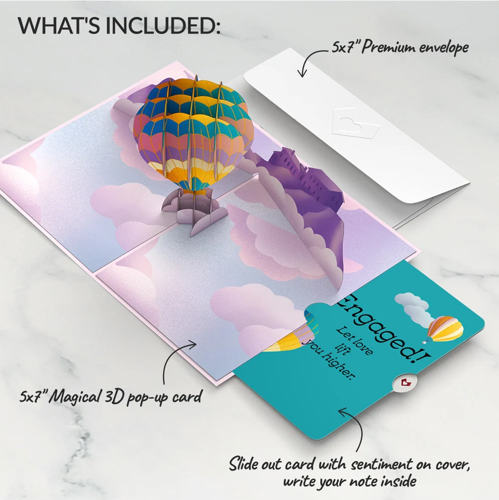 Lovepop Adventure Awaits Hot Air Balloon Engagement Pop-Up Card and Sentiment Set - Image 2