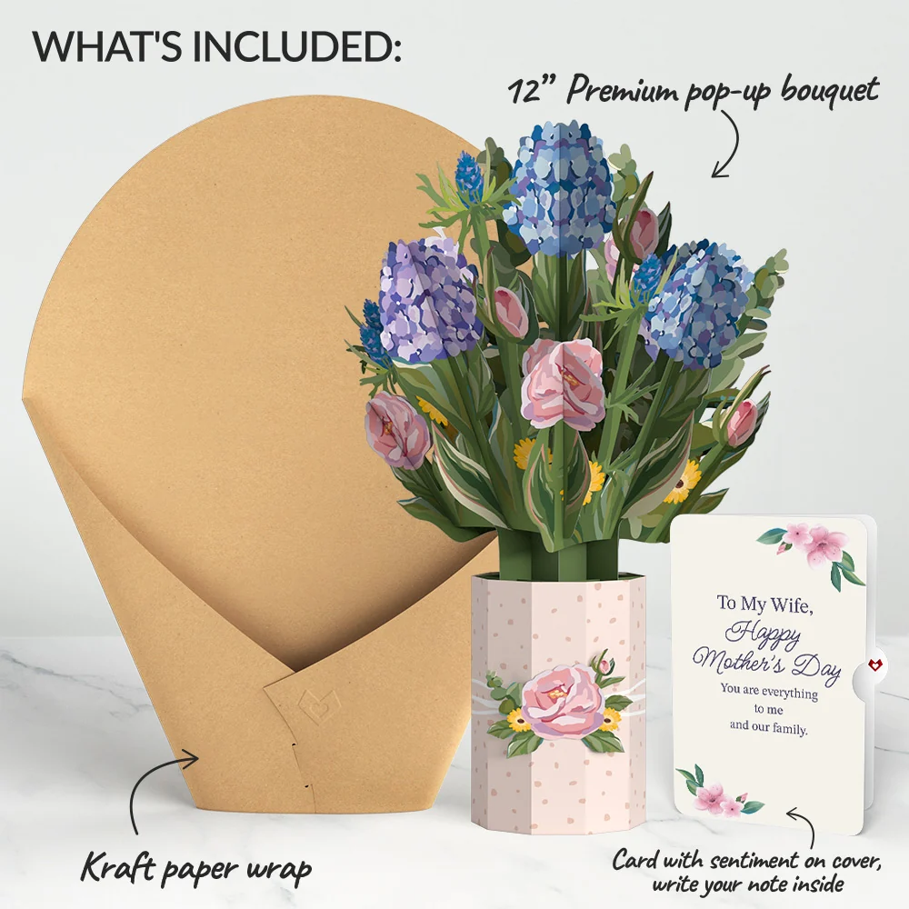 Lovepop Hydrangea Mother's Day Bouquet and Sentiment Set for Wife Vase - Image 2
