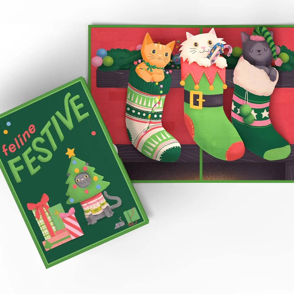 Lovepop Christmas Cat Stockings Pop-Up Card
