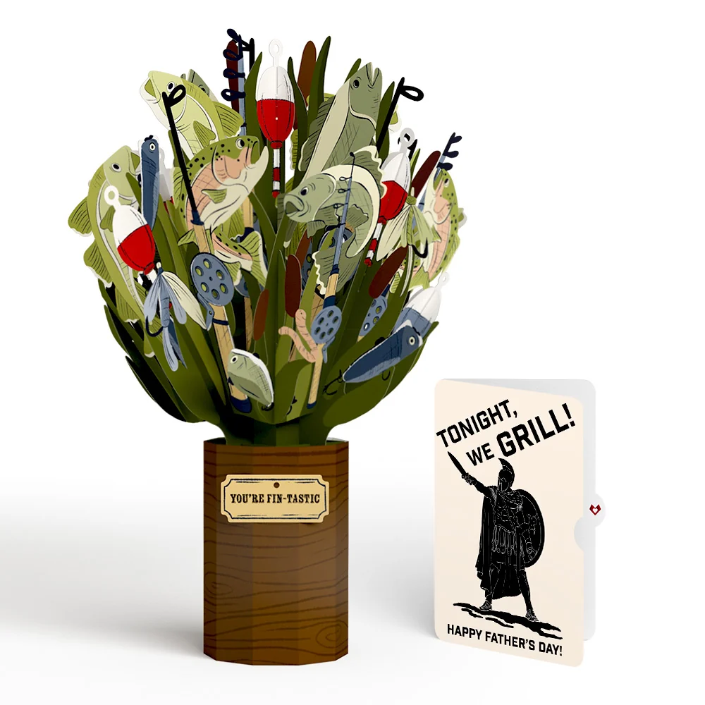 Lovepop Fin-tastic Fish Father's Day Bouquet and Spartan Grilling Sentiment Set