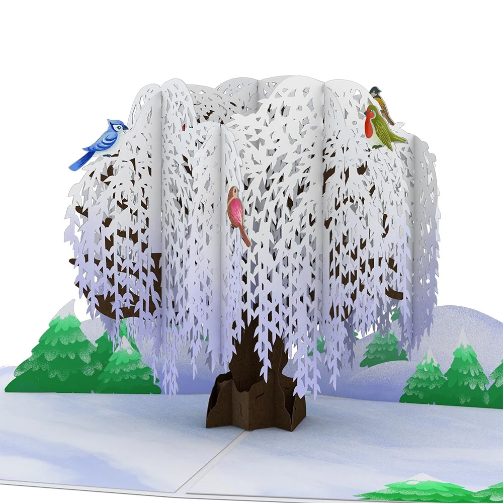 Lovepop Winter Willow Tree Birds Pop-Up Card - Image 2