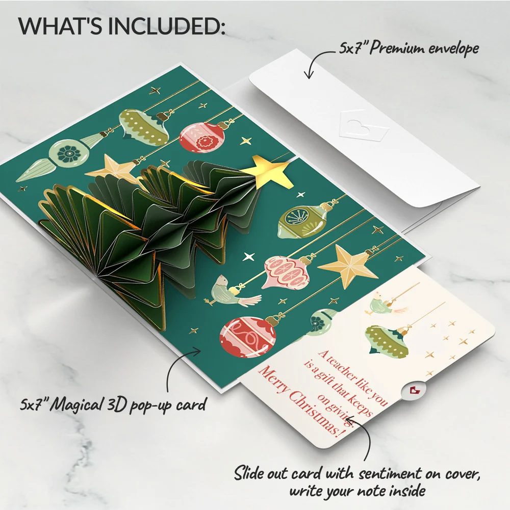 Lovepop Tis the Season Christmas Tree Pop-Up Card and Sentiment Set for Teacher Cream - Image 2