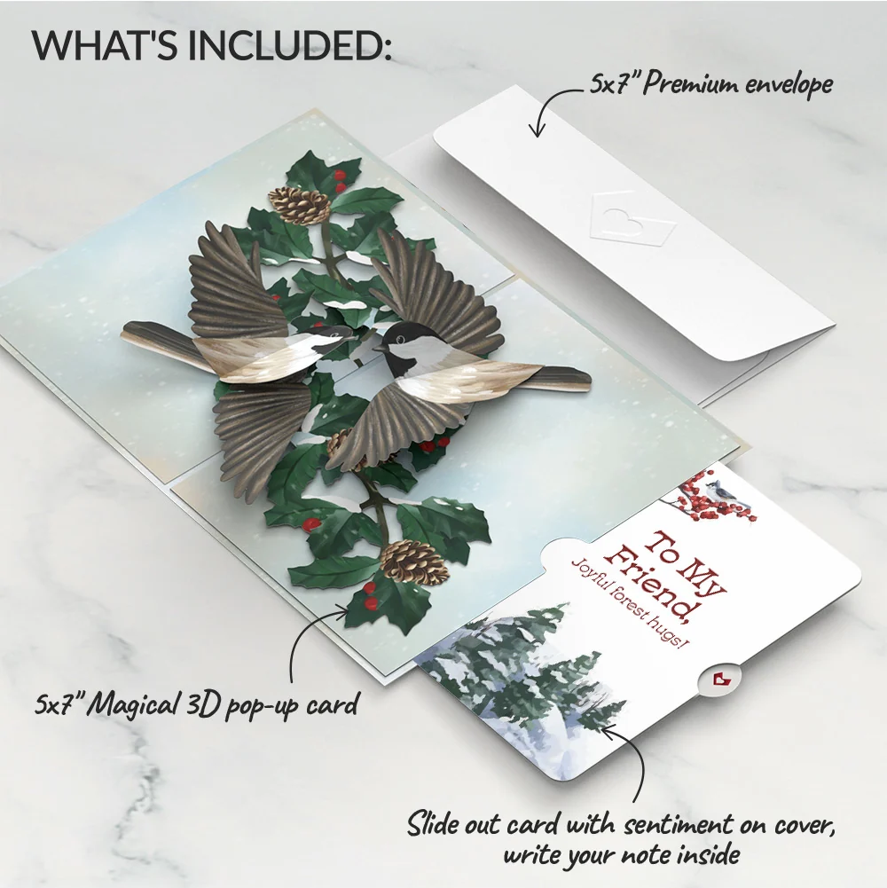 Lovepop Winter Chickadees Pop-Up Card and Sentiment Set for Friend - Image 2