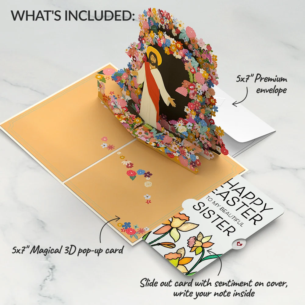 Lovepop Resurrection of Jesus Easter Pop-Up Card and Sentiment Set for Sister Cream - Image 2