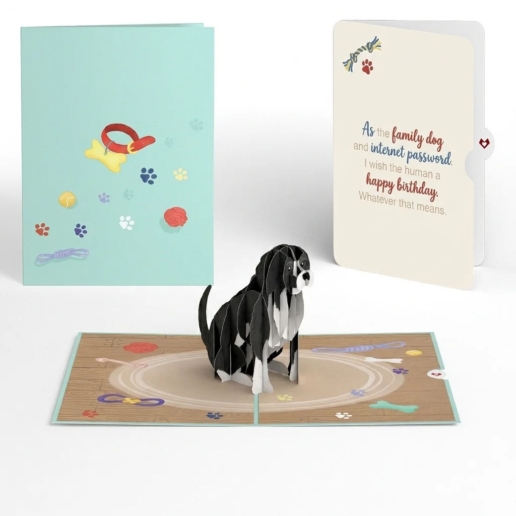 Lovepop Playful Dog Birthday Pop-Up Card and Family Dog Sentiment Set Toy