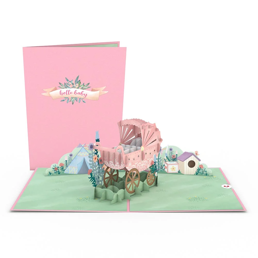 Lovepop Pink Baby Carriage Pop-Up Card Toy
