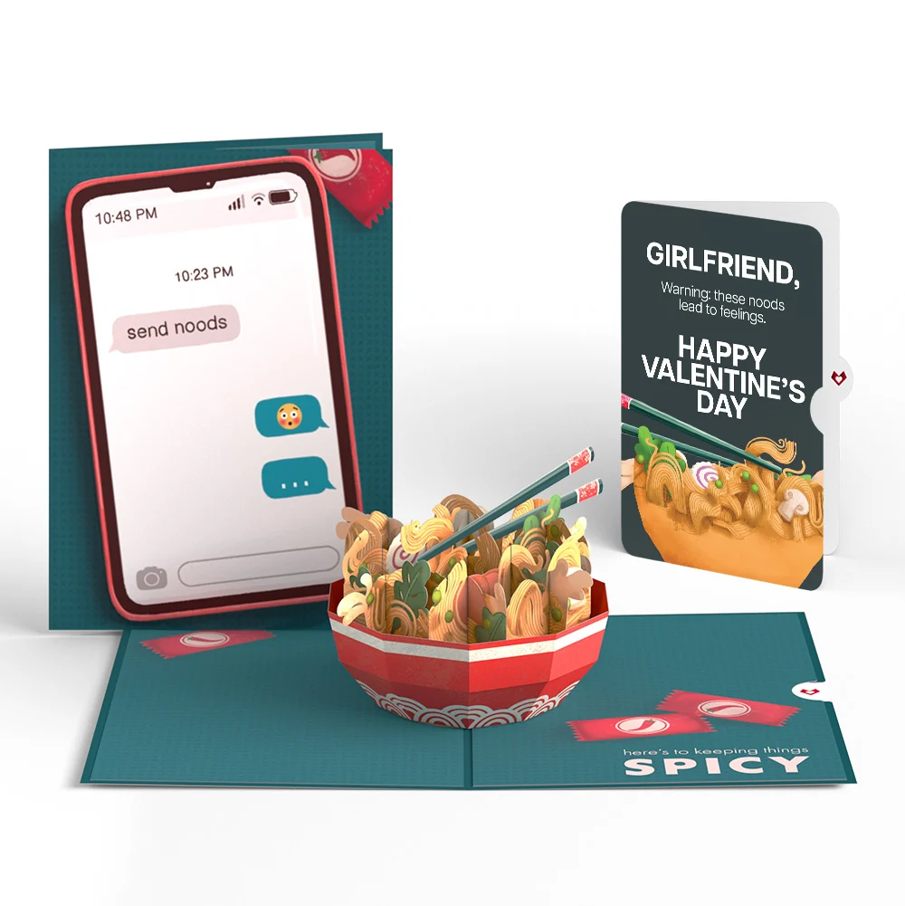 Lovepop Send Noods Spicy Valentine Pop-Up Card and Sentiment Set for Girlfriend Bowl