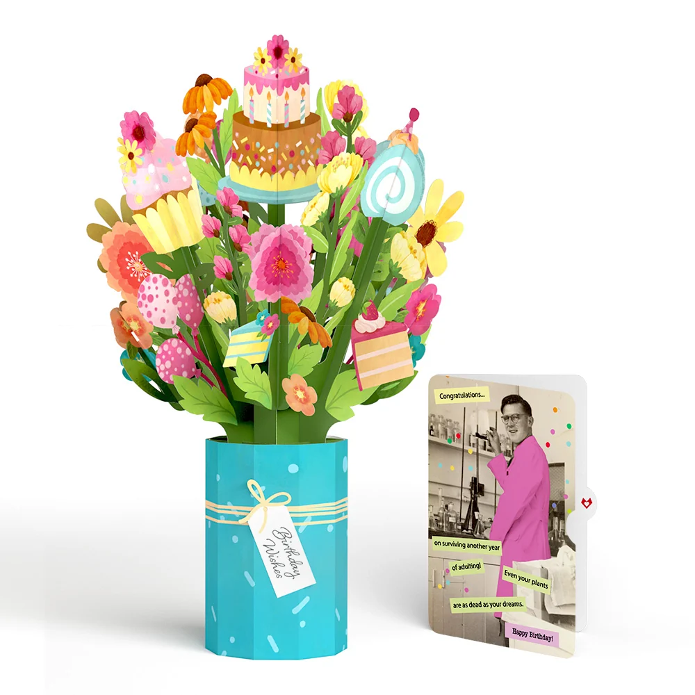 Lovepop Sweet Birthday Wishes Bouquet and Survive Another Year of Adulting Congratulations Sentiment Set Vase