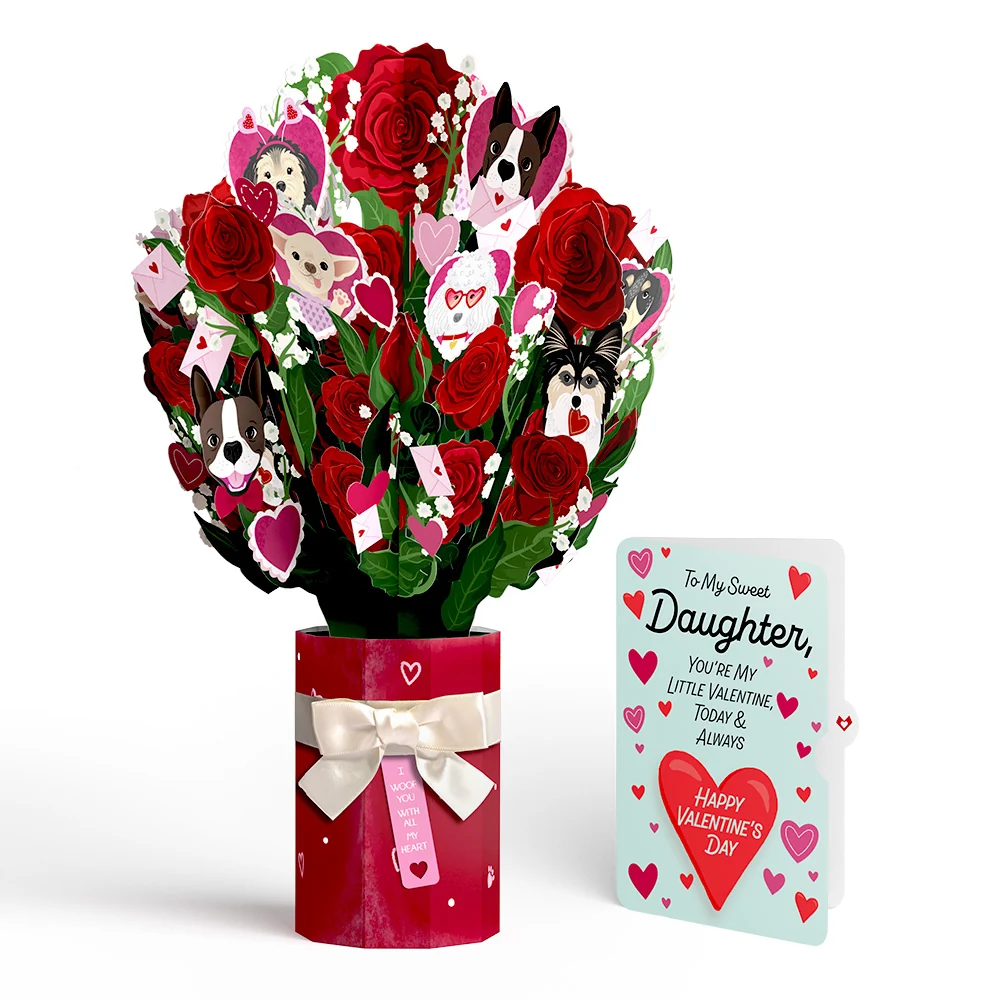 Lovepop I Woof You Dog Valentine Bouquet and Sentiment Set for Daughter Vase