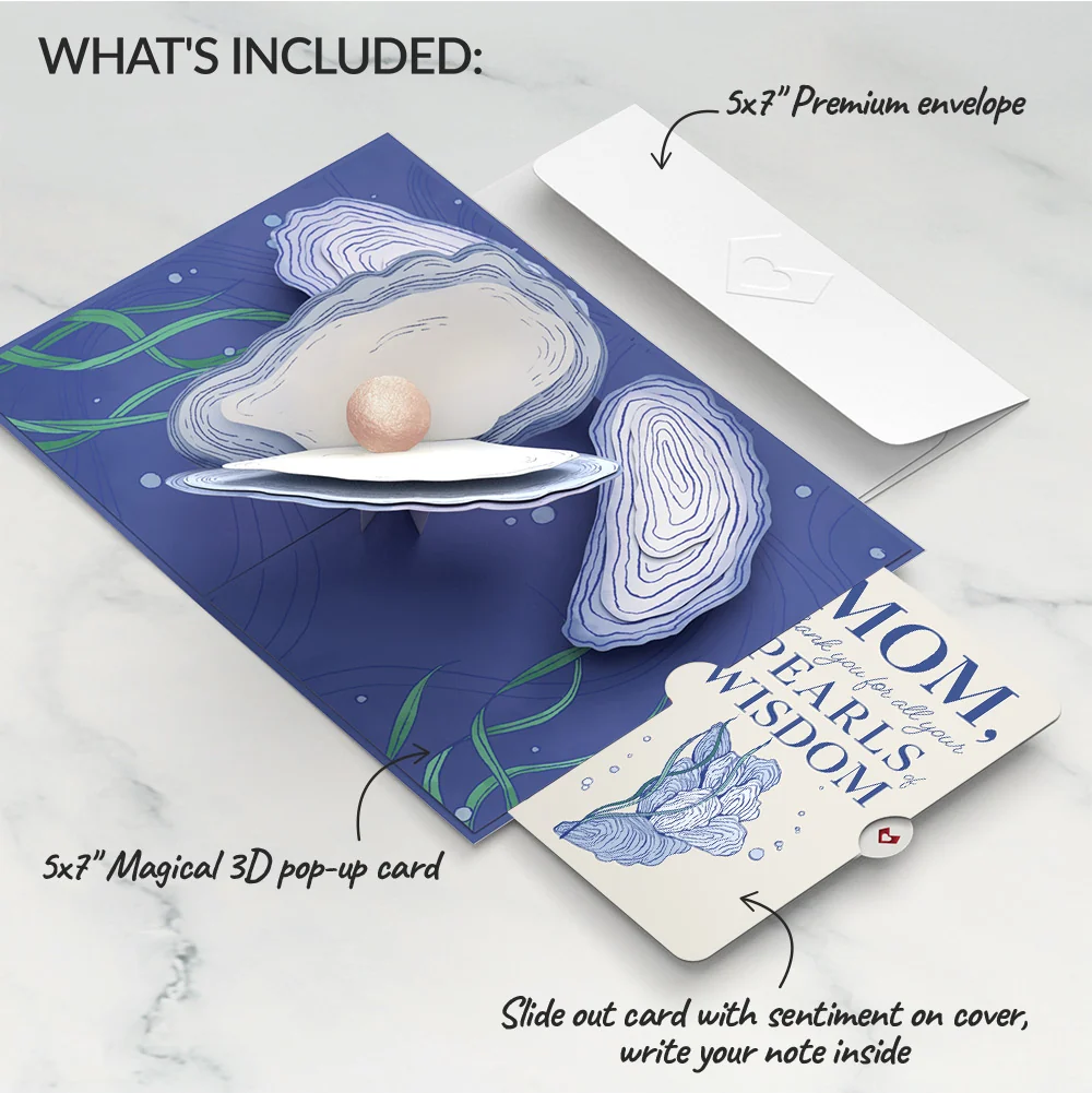Lovepop Coastal Oysters Pop-Up Card and Sentiment Set for Mom Cream - Image 2