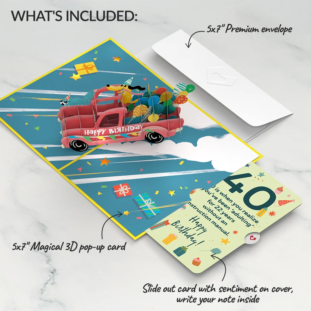 Lovepop 40th Birthday Truck Pop-Up Card and Sentiment Set - Image 2