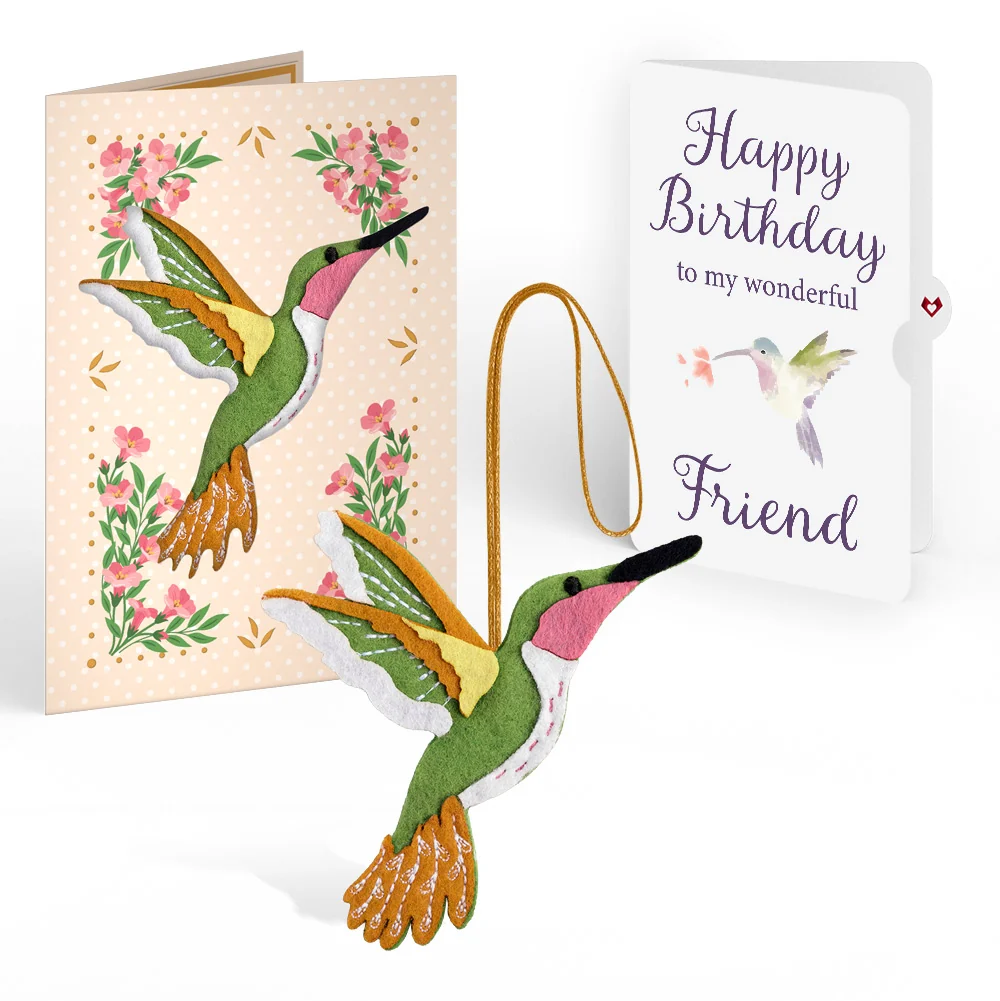 Lovepop Serene Hummingbird Birthday HeartFelt Charm Card and Sentiment Set for Friend