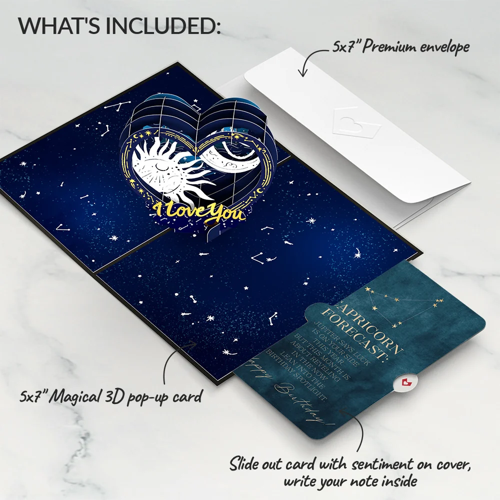 Lovepop Celestial Love Pop-Up Card and Capricorn Zodiac Sentiment Set - Image 2