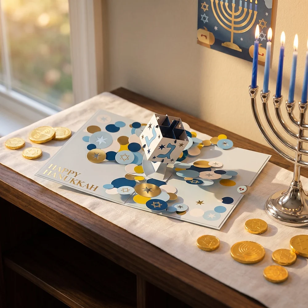 Lovepop Happy Hanukkah Spinning Dreidel Pop-Up Card - Image 2