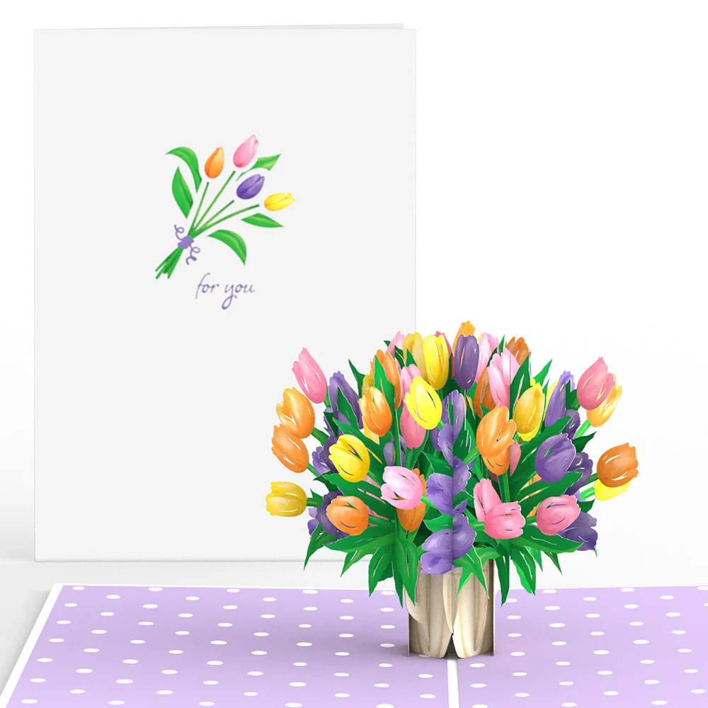 Lovepop Tulips Pop-Up Card Cream