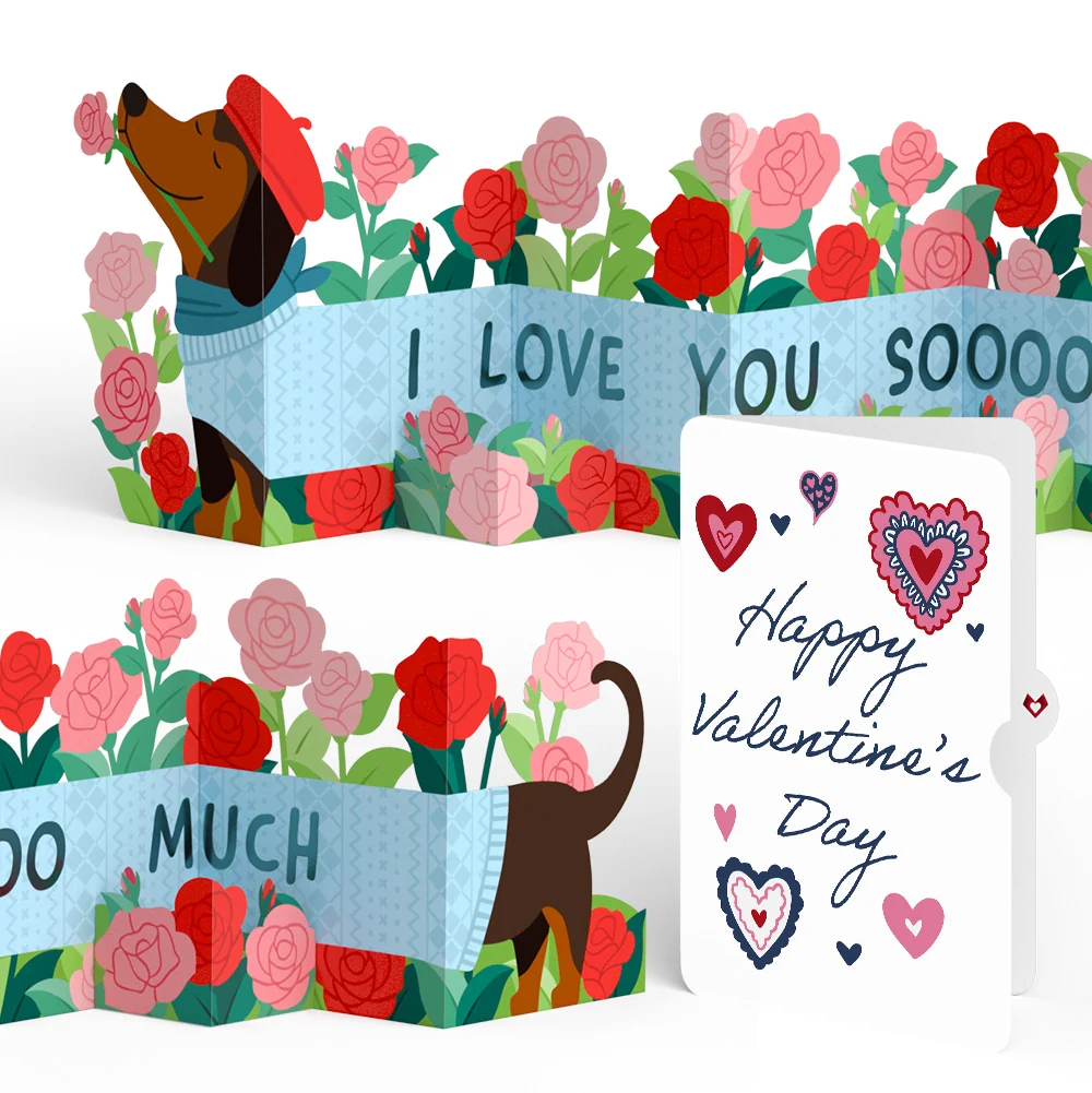 Lovepop Love You So Much Dog Valentine Loooooong Card (Expands to 2 feet) and Sentiment Set