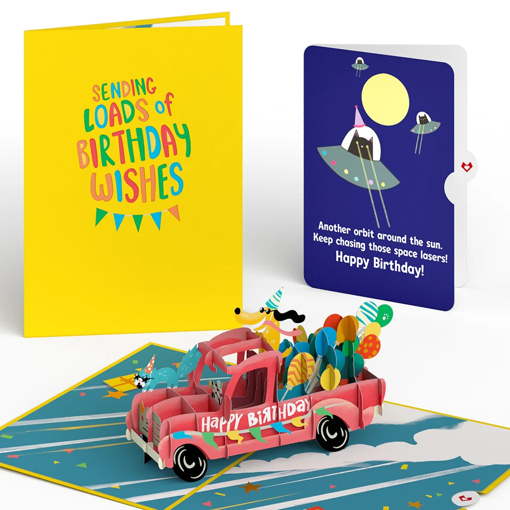 Lovepop Birthday Truck with Space Laser Cats Pop-Up Card and Sentiment Set