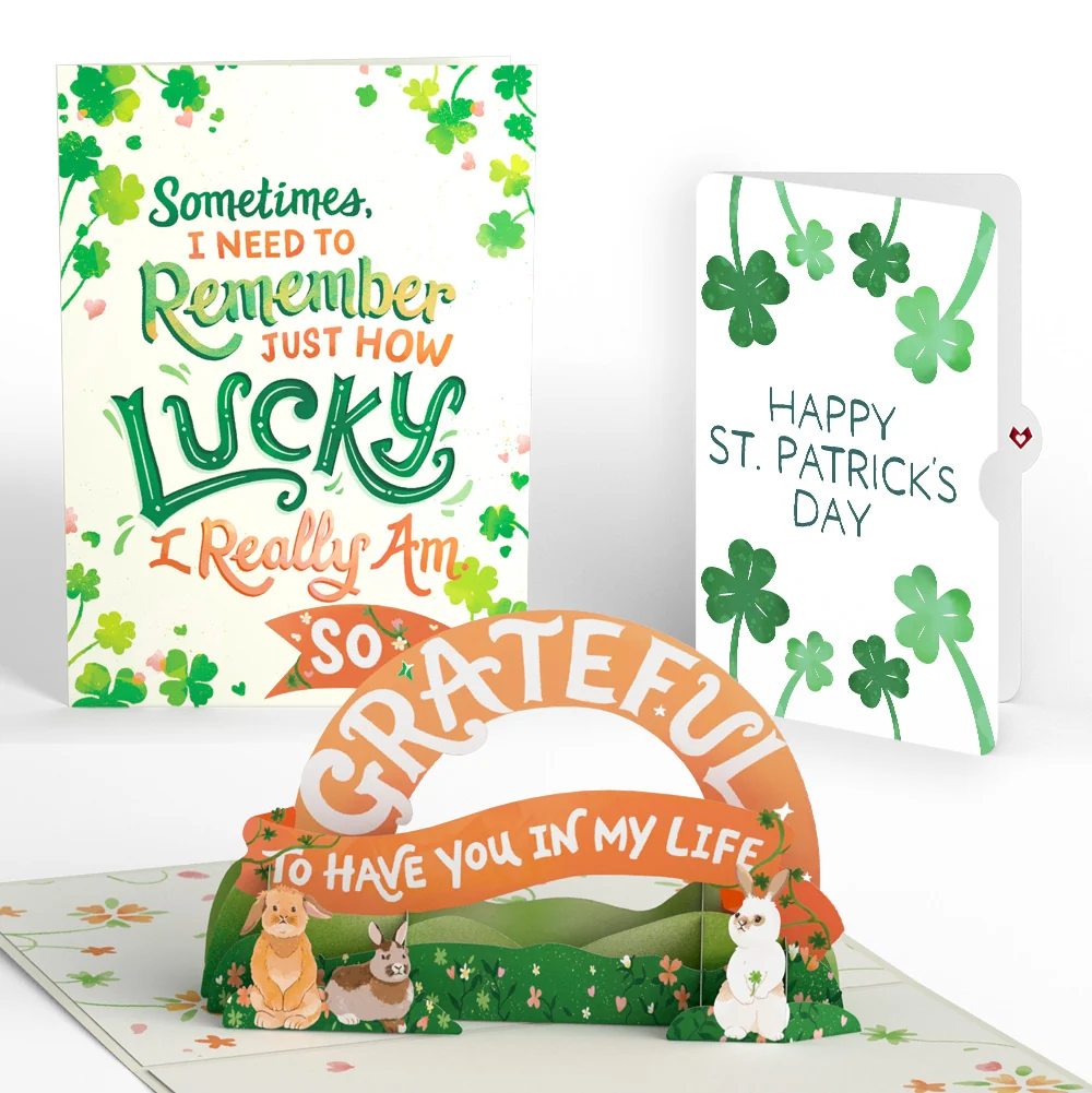 Lovepop How Lucky I Am St. Patrick’s Day Pop-Up Card and Shamrock Sprigs Sentiment Set