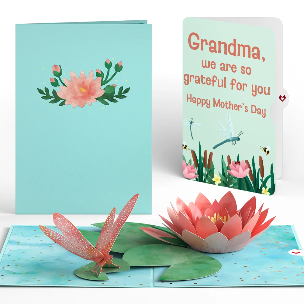 Lovepop Water Lily Dragonfly Mother’s Day Pop-Up Card and Sentiment Set for Grandmother