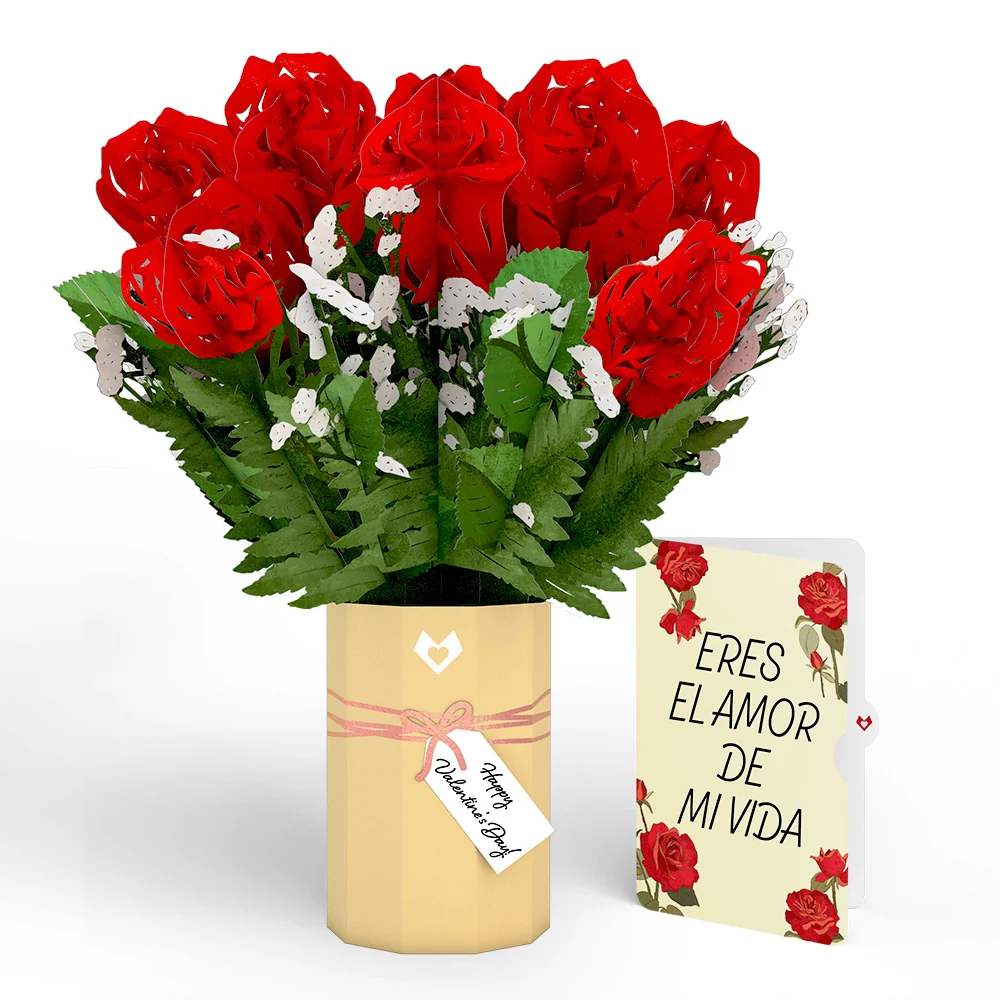 Lovepop Valentine's Day Flower Eres El Amor De Mi Vida Bouquet and Sentiment Set Vase