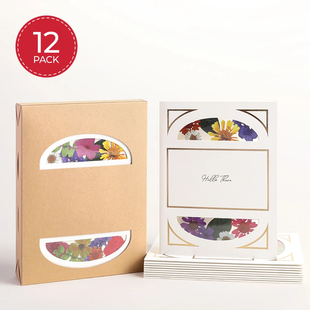 Lovepop Cheerful Brights (Assorted 12-Pack) – Petal Pressed ‘Hello There’ Notecards