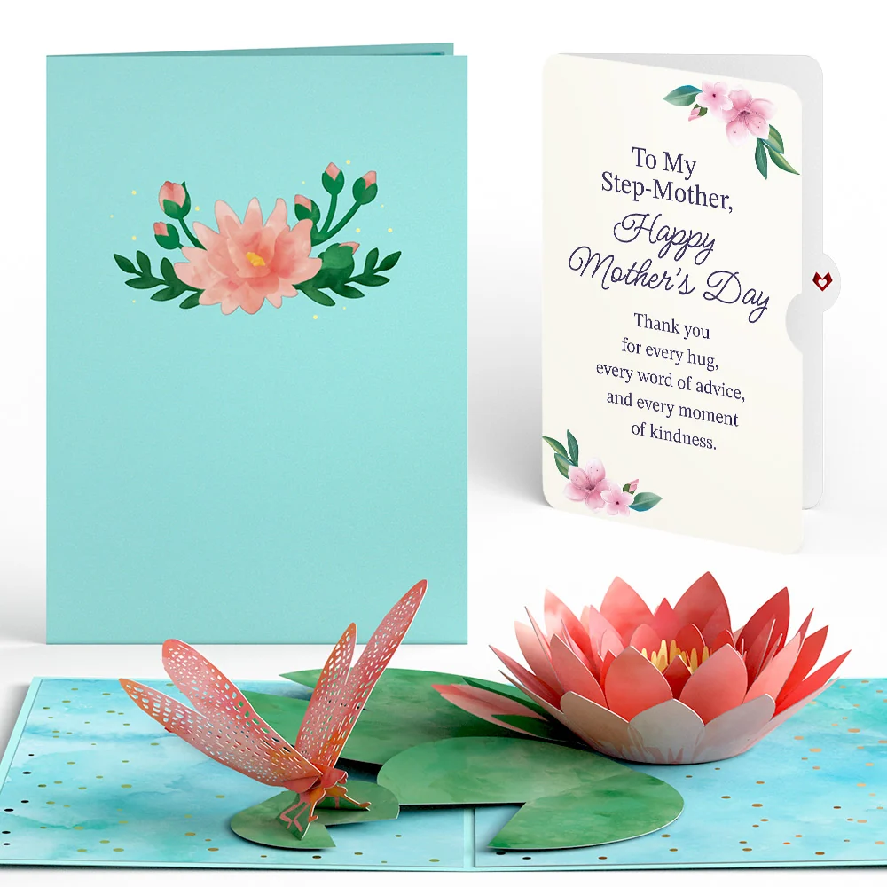 Lovepop Water Lily Dragonfly Mother's Day Pop-Up Card and Sentiment Set for Step-Mother