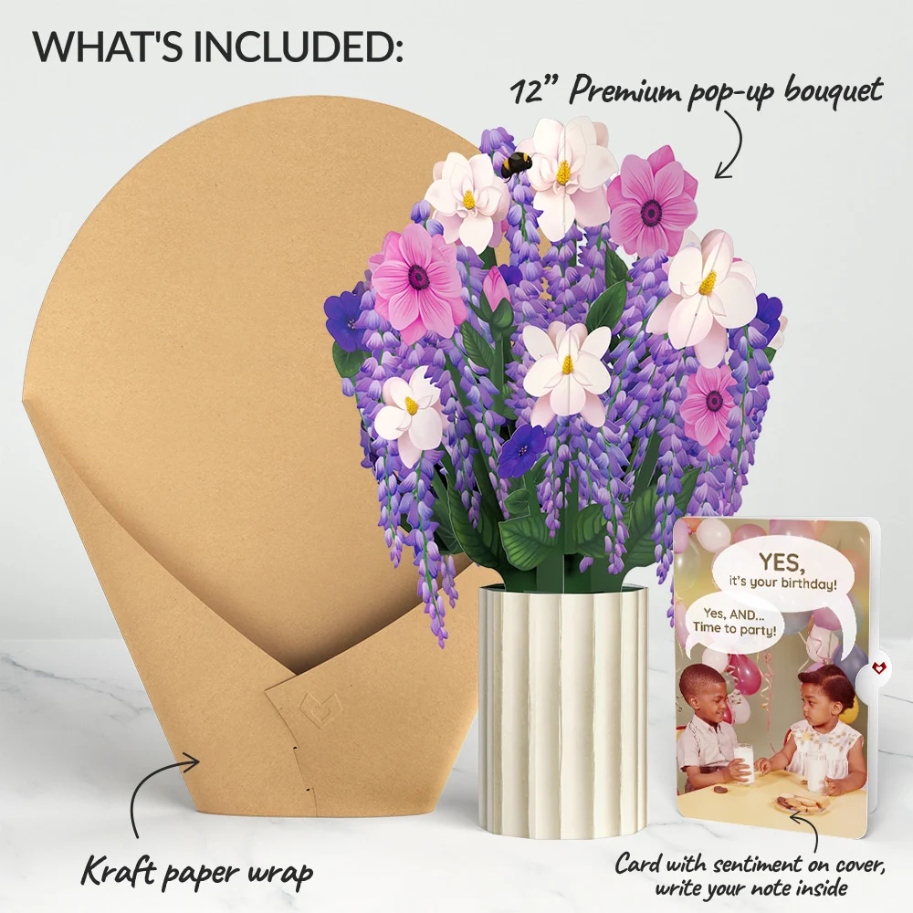 Lovepop Wisteria Birthday Bouquet and Time to Party Sentiment Set Cream - Image 2