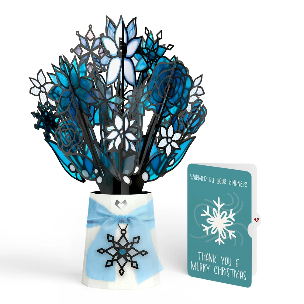 Lovepop Winter Starlight Suncatcher Bouquet and Snowflake Kindness Christmas Sentiment Set Glass