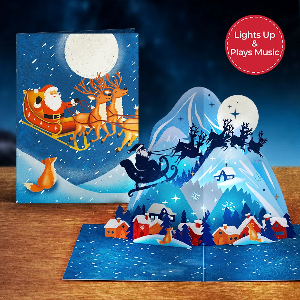 Lovepop Christmas Eve Sleigh Ride Music and Lights Pop-Up Card