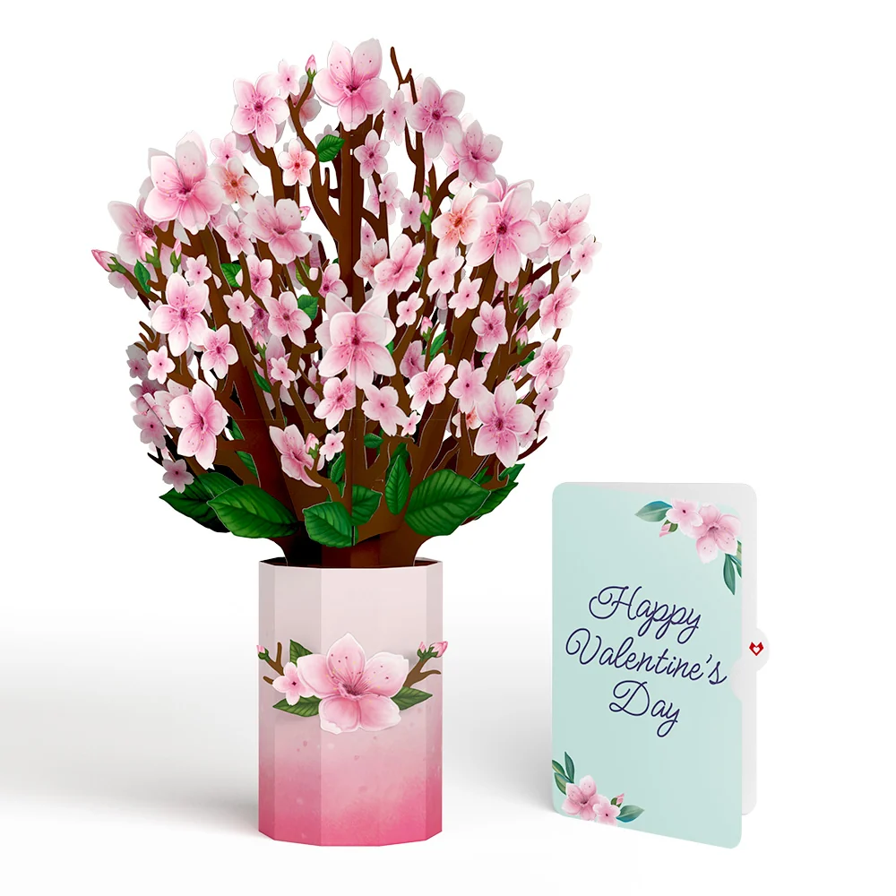 Lovepop Cherry Blossom Valentine Bouquet and Sentiment Set Vase