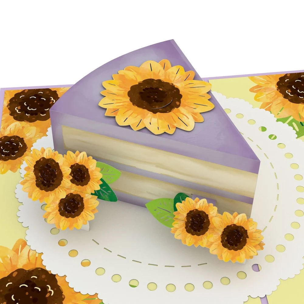 Lovepop Sunflower Birthday Cake Slice Pop-Up Card Candle - Image 2