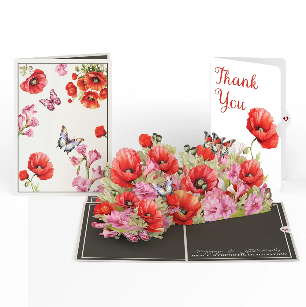 Lovepop Born to Bloom: August Birth Month Flowers Thank You Pop-Up Card and Sentiment Set Cream