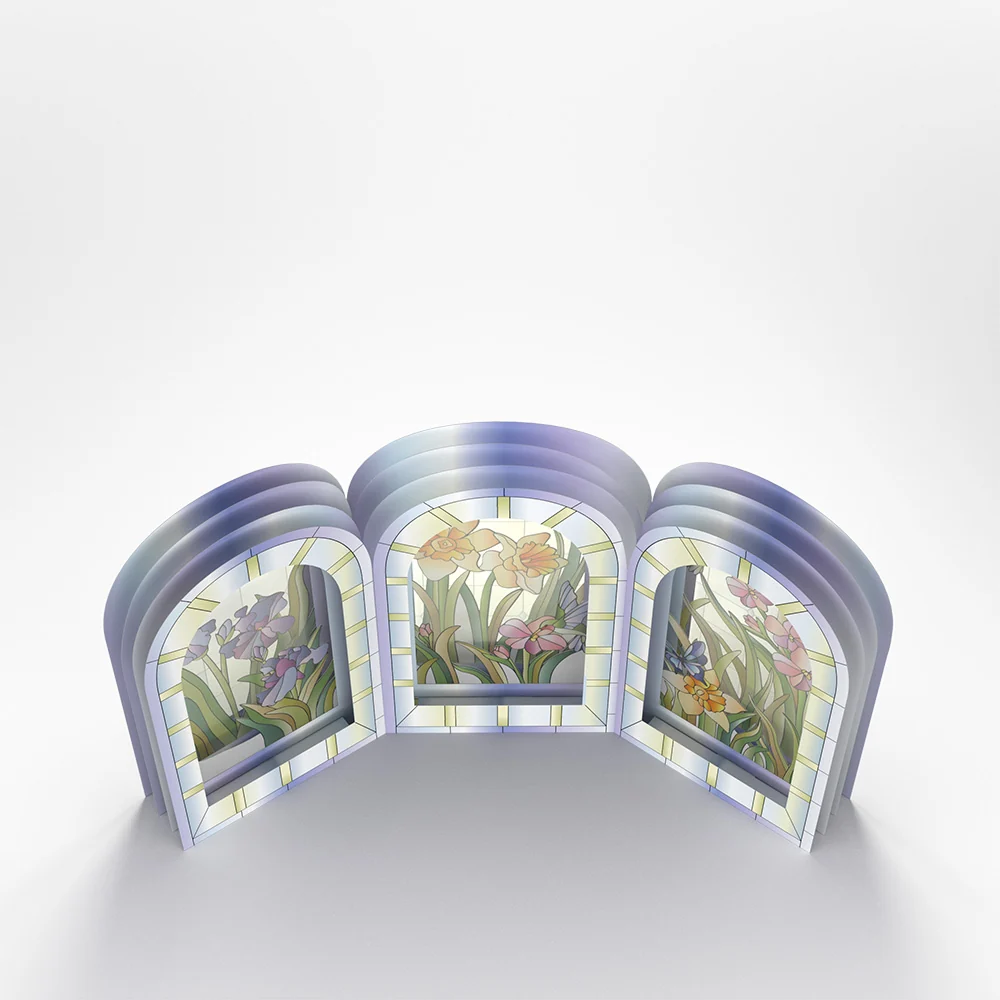 Lovepop Stained Glass Floral Triptych Pop-Up Gift - Image 3