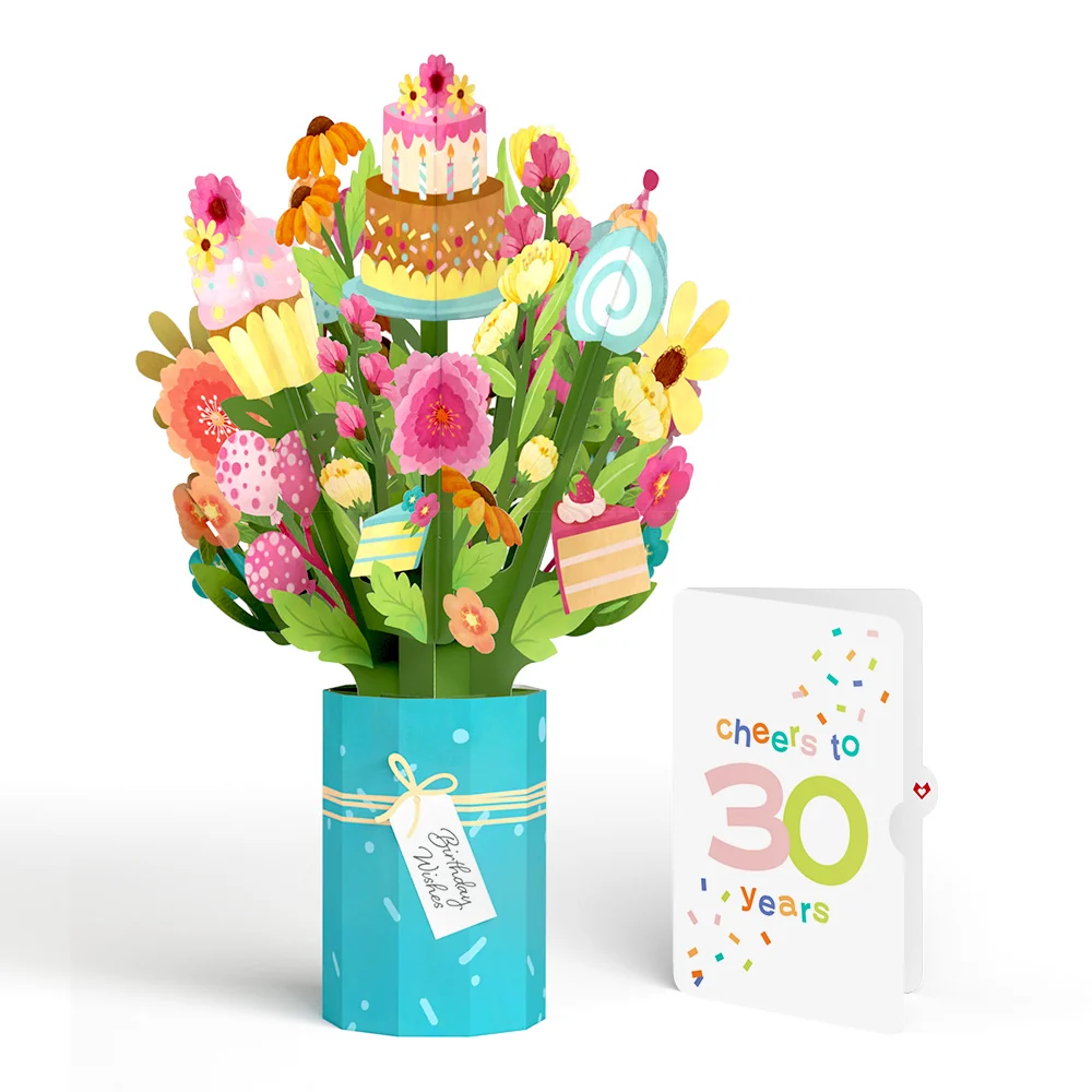 Lovepop Sweet 30th Birthday Wishes Bouquet and Confetti Cake Sentiment Set Vase