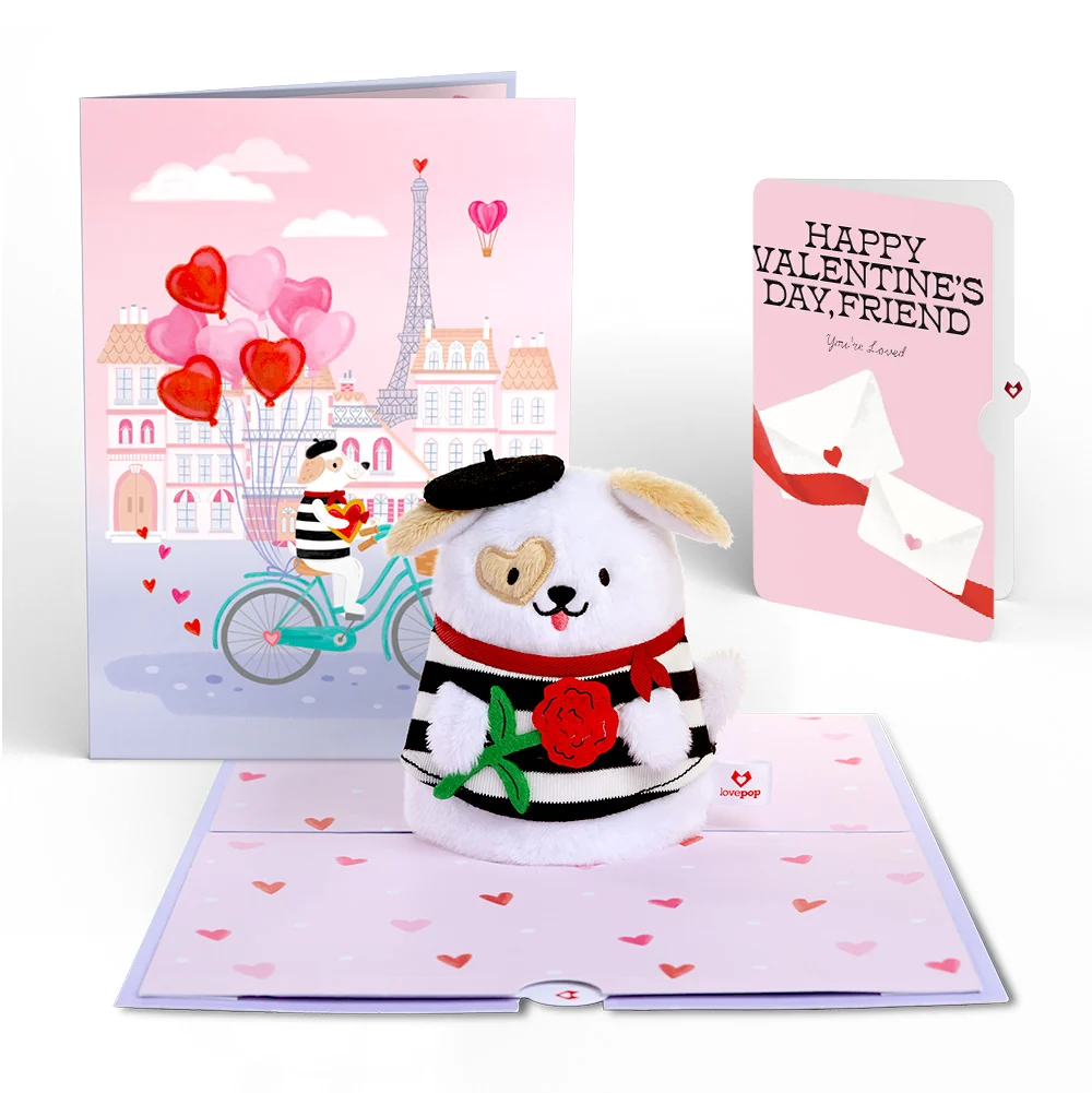 Lovepop French Love Dog Valentine Plushpop Card and Sentiment Set for Friend