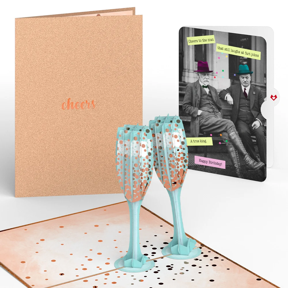 Lovepop Champagne Toast Birthday Pop-Up Card and Sentiment Set for Any Man