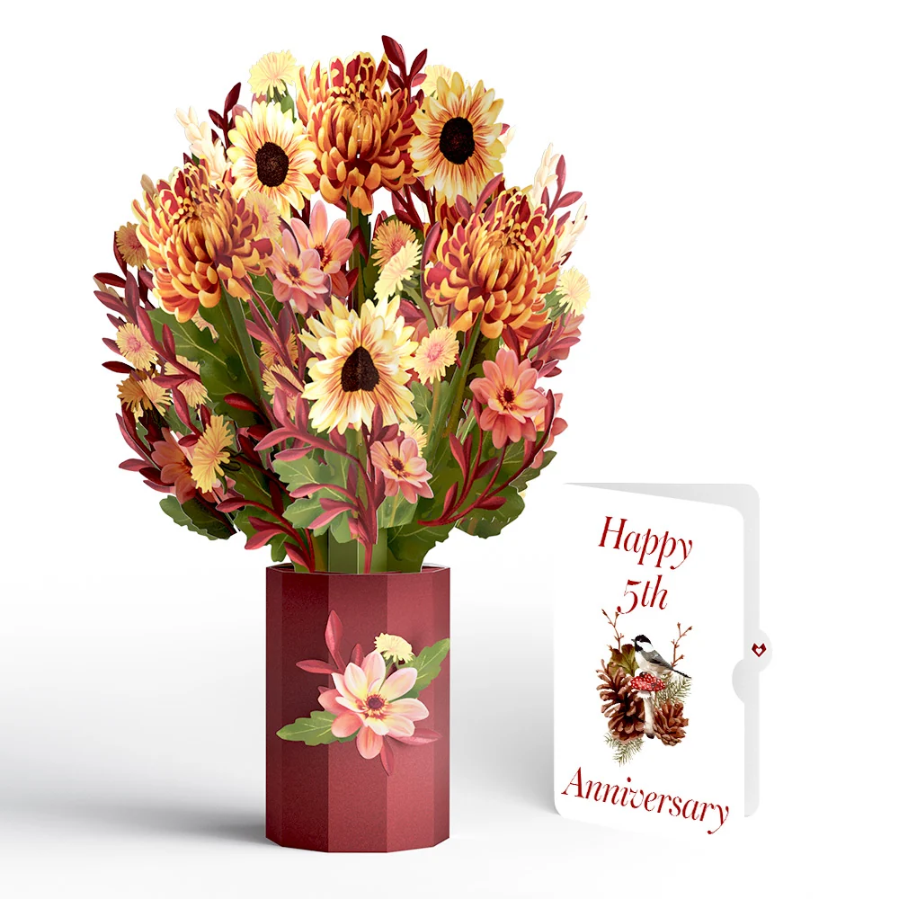 Lovepop Fall Sunshine 5th Anniversary Bouquet and Sentiment Set Vase