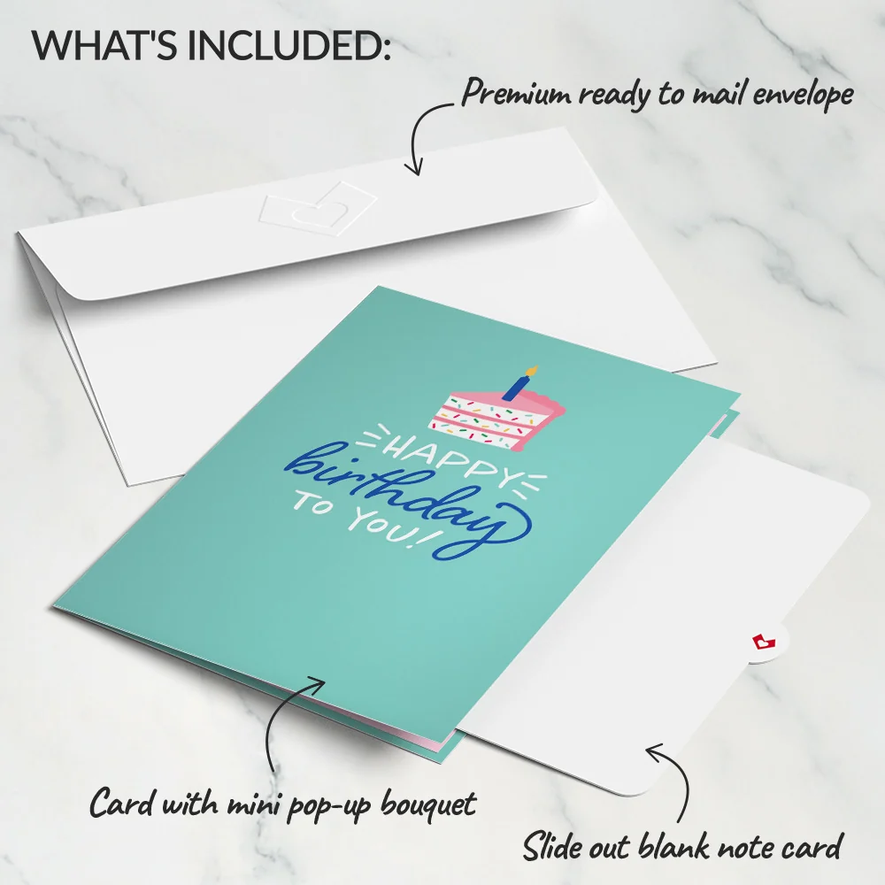 Lovepop Happy Birthday Card with Mini Bouquet Candle - Image 4