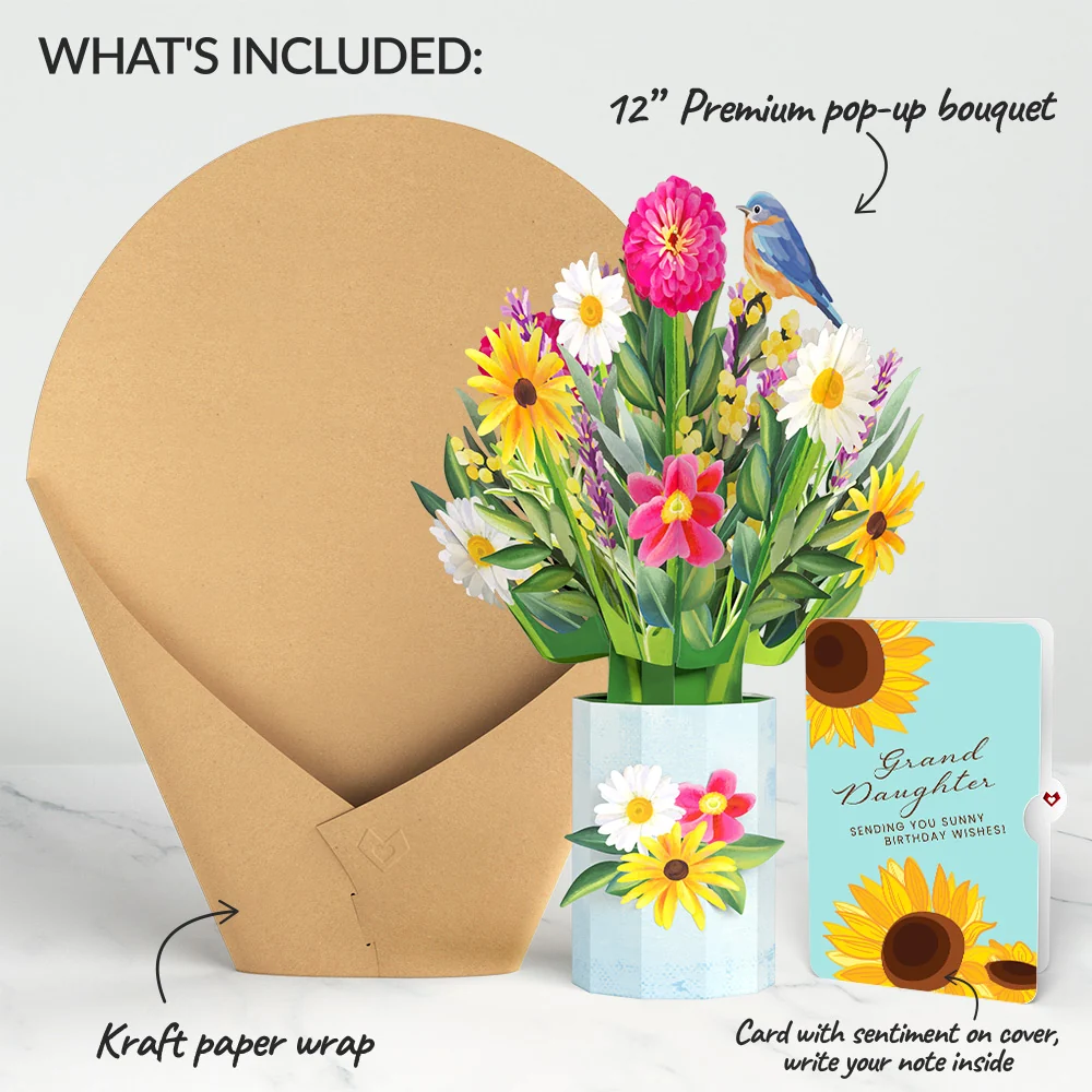 Lovepop Black-Eyed Susan Birthday Bouquet and Sentiment Set for Granddaughter Vase - Image 2