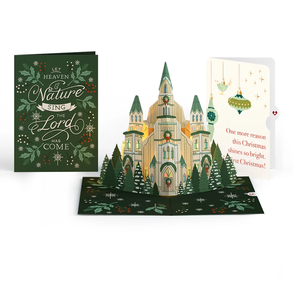 Lovepop Let Heaven & Nature Sing Christmas Music and Lights Pop-Up Card and Twinkling Ornaments Sentiment Set for Baby