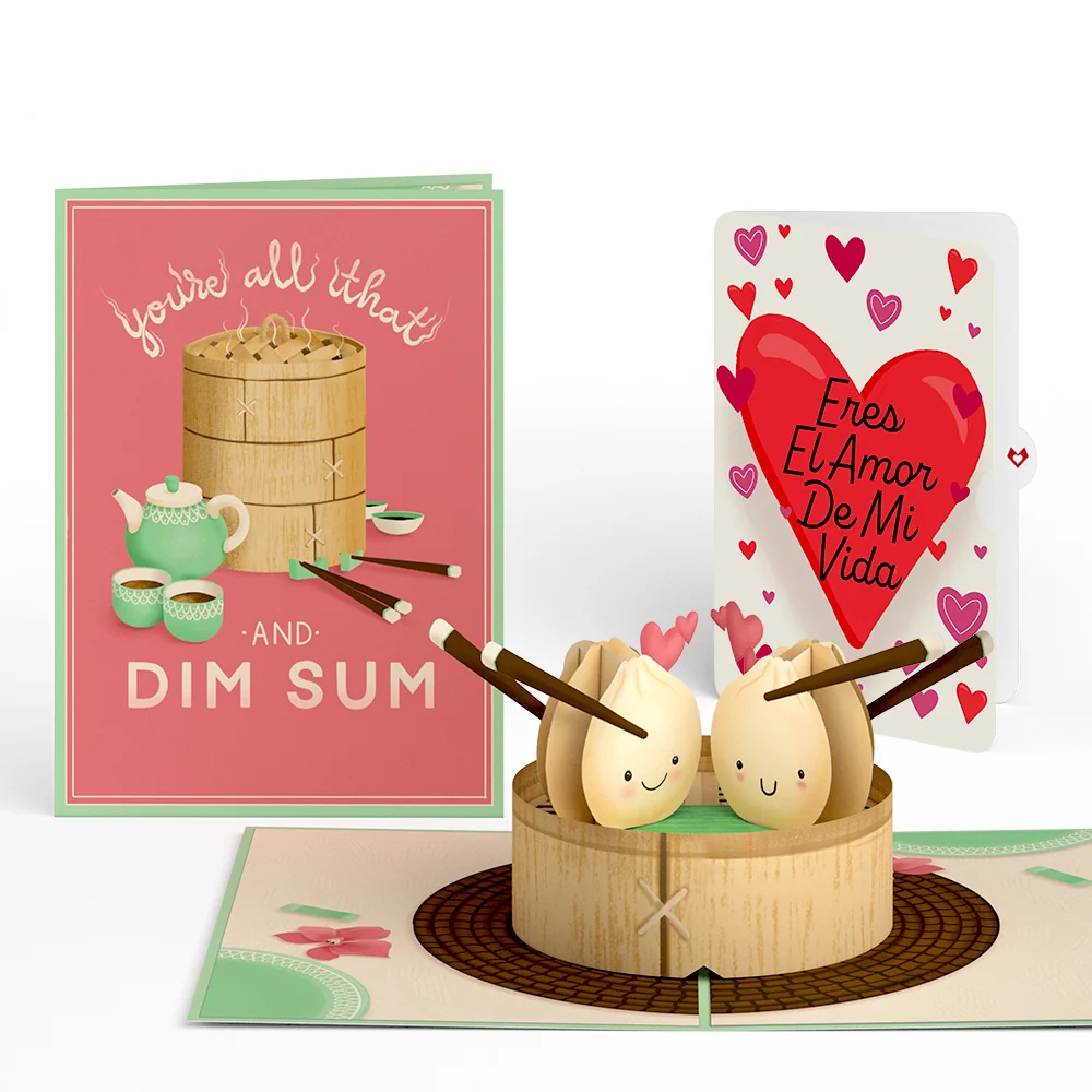 Lovepop You're All That and Dim Sum Eres El Amor De Mi Vida Valentine Pop-Up Card and Sentiment Set Tea