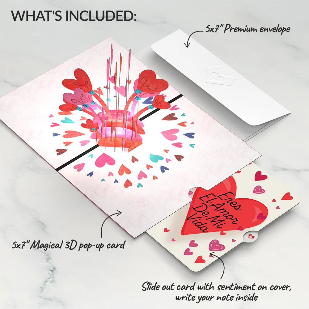 Lovepop You Light Up My Life Eres El Amor De Mi Vida Valentine Light-Up Pop-Up Card and Sentiment Set - Image 2