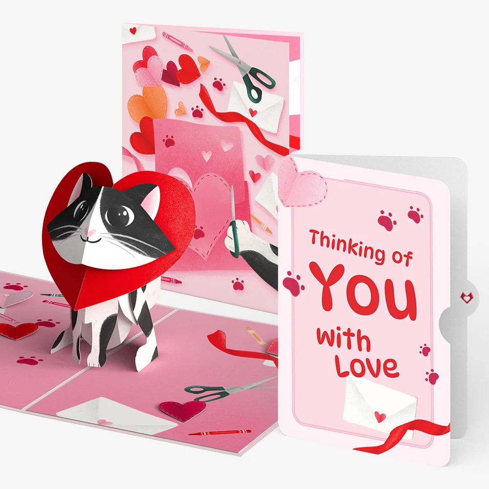 Lovepop Crafty Love Cat Thinking of You Pop-Up Card and Sentiment Set